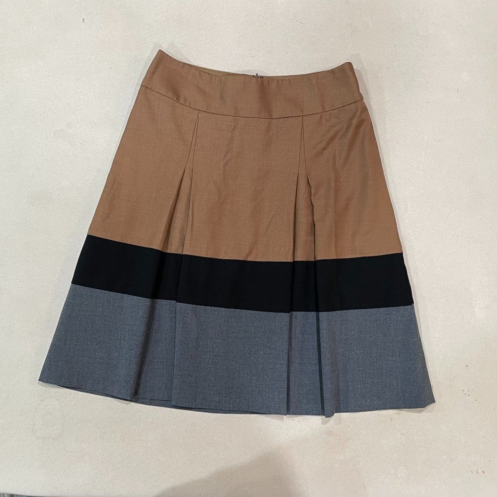 brown, black, gray colorblock sweet pleated fall skirt